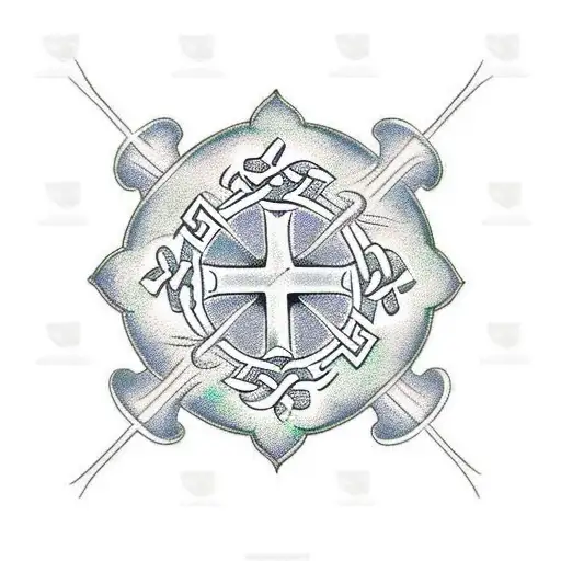  Irish Celtic cross with Irish flag  tattoo design idea
