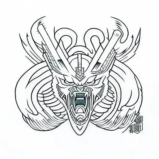 A minimalist tattoo capturing the essence of Victory, Battle worthy, Chief, Weapon tattoo design idea