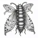 A dotwork design of a caterpillar transforming into a butterfly tattoo design idea