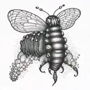 A dotwork design of a caterpillar transforming into a butterfly tattoo design idea