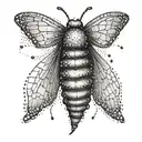 A dotwork design of a caterpillar transforming into a butterfly tattoo design idea