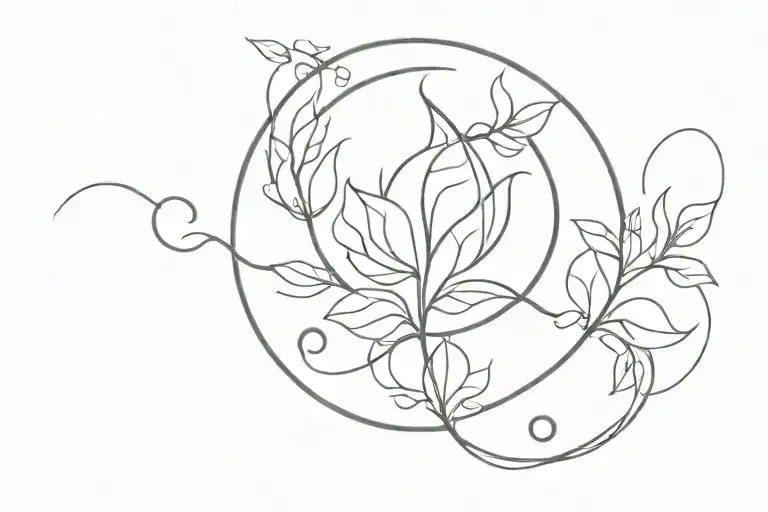 simplicity, ornamental, witchy, witchcraft, minimalistic, nature, flow, breathe, calm tattoo design idea