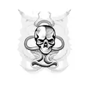 make a pattern with a skull, snake, rose and a memento mori inscription tattoo design idea