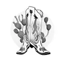 prickly pear cactus in cowboy boot tattoo design idea