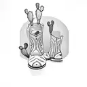 prickly pear cactus in cowboy boot tattoo design idea