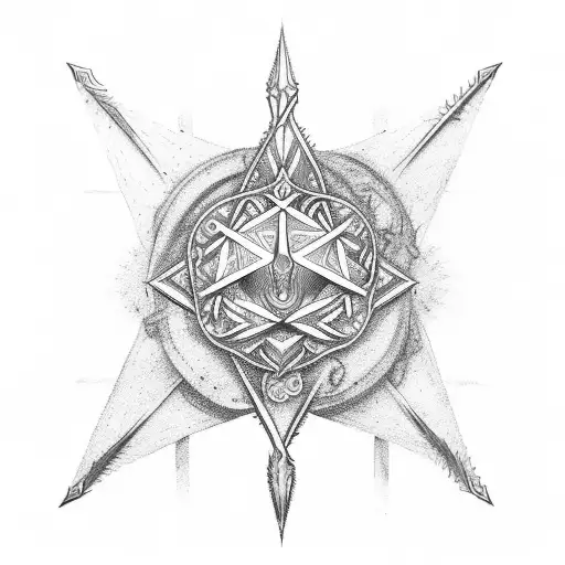 warlock symbol blended with a two hand sword tattoo design idea