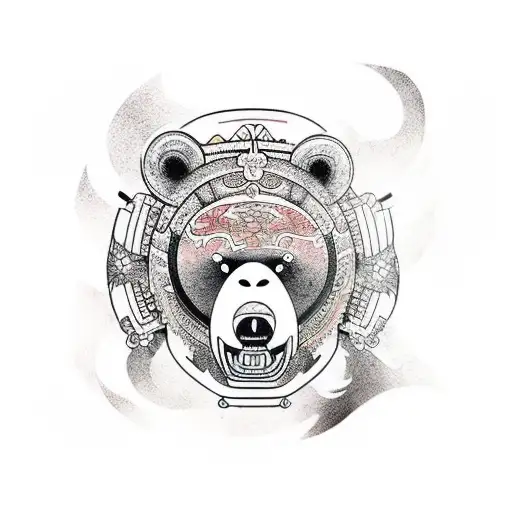 samurai bear tattoo design idea