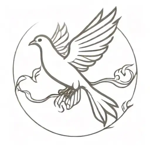 a dove with wings like flames tattoo design idea