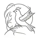 Create a minimal tattoo from the scripture Matthew 3:11. Include a flame with a dove on the inside. tattoo design idea