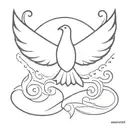 Create a minimal tattoo from the scripture Matthew 3:11. Include a flame with a dove on the inside. tattoo design idea