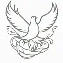 Create a minimal tattoo from the scripture Matthew 3:11. Include a flame with a dove on the inside. tattoo design idea
