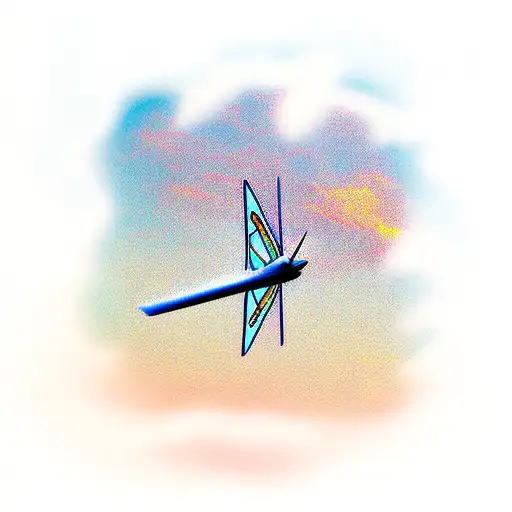 sailplane on the sky with numb tattoo design idea