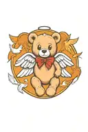 a teddy bear with angel wings tattoo design idea