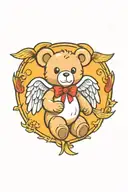 a teddy bear with angel wings tattoo design idea
