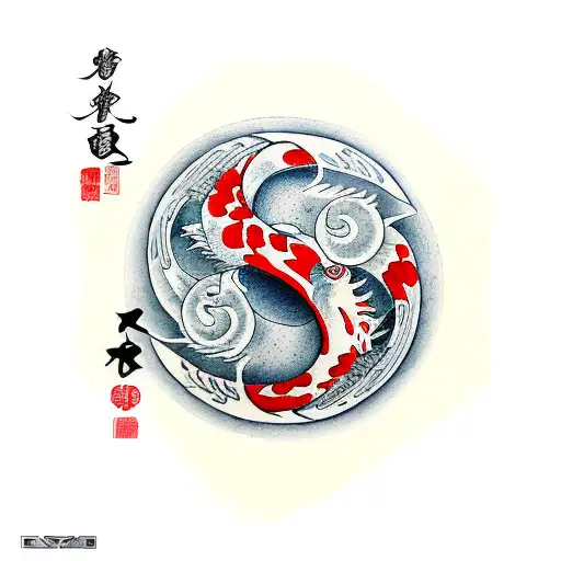 koi yin and yang tattoo design idea