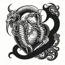 two scorpions on the heart on a path leading towards tattoo design idea