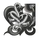 two scorpions on the heart on a path leading towards tattoo design idea