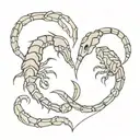 two scorpions on the heart on a path leading towards tattoo design idea