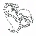 two scorpions on the heart on a path leading towards tattoo design idea