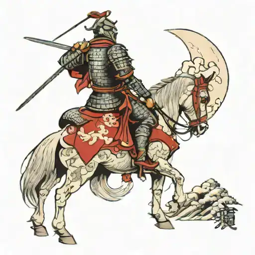 knight and a moon tattoo design idea