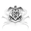 as a tattoo artist create an arm sleeve going to the back that incorporates masonic symbols, two scorpions, a lion and k tattoo design idea