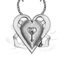 A heart-shaped lock with Ari's name as the key tattoo design idea