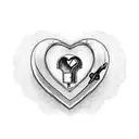 A heart-shaped lock with Ari's name as the key tattoo design idea