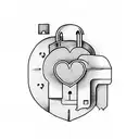 A heart-shaped lock with Ari's name as the key tattoo design idea