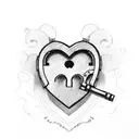 A heart-shaped lock with Ari's name as the key tattoo design idea