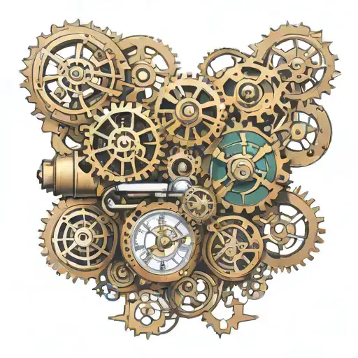 steampunk memoral tattoo design idea