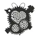 Interlocking gears and a heart to symbolize the teamwork and commitment required in both carpentry and marriage tattoo design idea