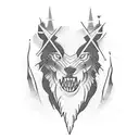 Create a tattoo design that represents the strength of the gym and the wilderness in a black-grey style tattoo design idea