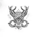 Create a tattoo design that represents the strength of the gym and the wilderness in a black-grey style tattoo design idea