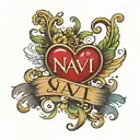 Navi name with heart tattoo design idea