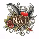 Navi name with heart tattoo design idea