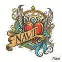 Navi name with heart tattoo design idea