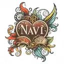Navi name with heart tattoo design idea