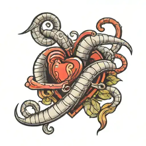 worms eat the heart tattoo design idea
