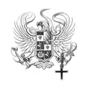 Serbian Orthodox Double Headed Eagle in battle tattoo design idea