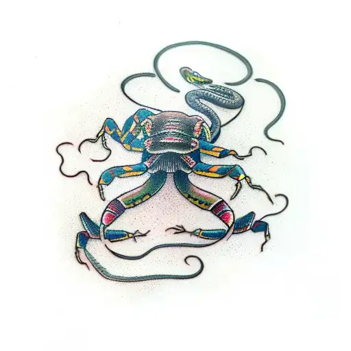 Scorpion with snake tattoo design idea