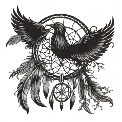 A dreamcatcher intertwined with gemini females and tree roots at the bottom  tattoo design idea