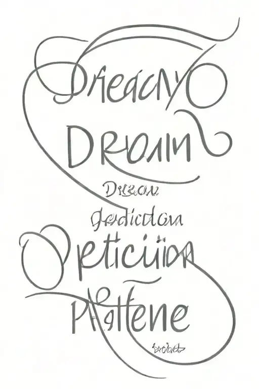 Dream, Dedication, patience use this 3 words written tattoo design idea