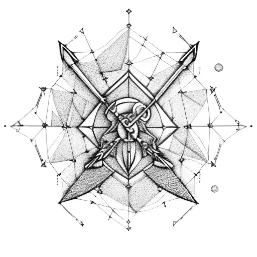 A constellation of Sagittarius with arrows and a bow tattoo design idea