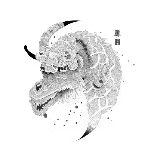 namakubi, black and white, modern Japanese style  tattoo design idea