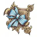 Black Bow with blue hue which gives sheild to the bearer  tattoo design idea
