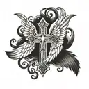 cross with wings tattoo design idea