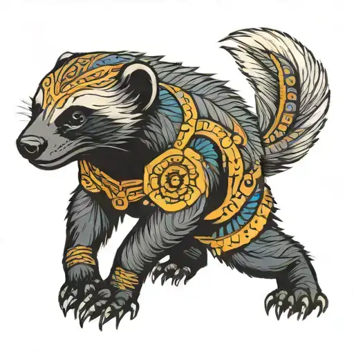 African honey  badger tattoo design idea