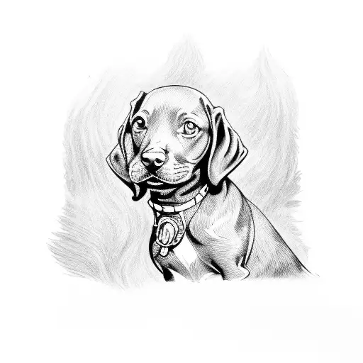 backside of vizsla dog sitting  tattoo design idea