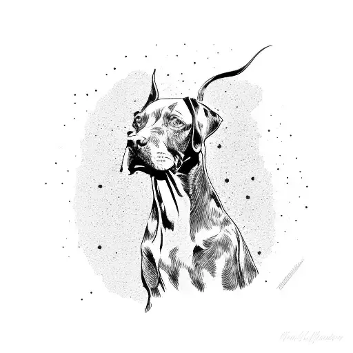 vizsla dog silhouette from behind tattoo design idea