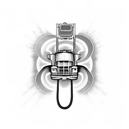 A truck with speakers blasting music waves tattoo design idea